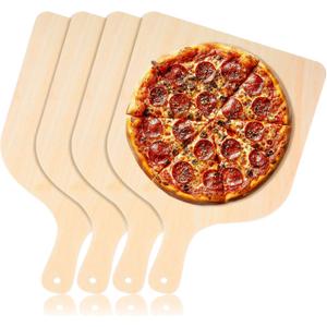 4 Pcs Wood Pizza Peel, 12 Inch Natural Cutting Board with Handle Large Cutting Board Pizza Spatula Paddle for Restaurant Baking Homemade Bread Fruit Vegetables Cheese