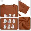 UNIQUEONE Halloween Sweatshirts for Women Ghost Reading Books Sweater Cute Spooky Bookish Shirt Fall Pullover Tops (Brown, XXL)