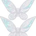 Quescu 2Pcs Fairy Wings for Adults,Butterfly Wings for Girls Women,Halloween Costume Sparkle Angel Wings Dress Up Party Favor (White+White) 