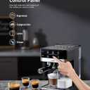 UDI Espresso Machine, 20 Bar Automatic Cappuccino & Latte Coffee Maker, Auto or Manual Quick Brew Dual Boiler, Touchscreen Espresso Maker (Black+Sliver)