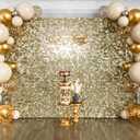 Qcity Light Gold Shimmer Wall Backdrop 48PCS, Black Back Not See-Through Design, Square Sequin Glitter Backdrop Panel, Perfect for Outdoor Events, Birthdays, Wedding and Party Decoration