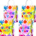Brattol 16 Pieces Slime Goodie Bags for Slime Birthday Party Supplies,Slime Time Gift Snacks Treat Candy Party Favors Bags with Handles for Kids Adults Slime Theme Party Decorations