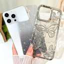 BITOBE Designed for iPhone 11 Pro Max, Cute 3D Butterfly Case Slim Plating Glitter Bling Luxury Cover for Women Girls Protective Camera Protection Bumper 6.7" Silver
