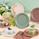 Zhehao 120 Pcs Disposable Paper Dessert Plates and Napkins Set, 7 Inch Party Cake Appetizer Plate with Napkin for Birthday Baby Shower Wedding Easter(Brown, Sage Green)