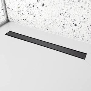 32 inch Linear Shower Drain with Removable Square Hole Panel by Using 304 Stainless Steel Process, Linear Drain Equipped with Adjustable Feet and Hair Strainer（Matte Black Color）