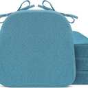 Sunsleek Chair Cushions for Dining Chairs, D-Shaped Seat Cushions with Removable Washable Cover and Ties, Chair Pads for Kitchen, Indoor Dining Room, Patio Chairs, 17'' x 16'', Set of 4, Blue