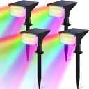 ZJOJO Solar Spot Lights Outdoor 9 Multicolored 4 Pack IP65, 4 Lighting Modes Solar Lights Outdoor Waterproof Dusk to Dawn Spotlights, Outdoor Solar Lights for Yard House Party Driveway(RGB)