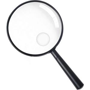 Feosky Handheld Reading Magnifier, 10X Magnifier, 110mm Shatterproof Lens, Adults Close Work Non-Slip Handle for Seniors Reading and Nature Exploration(Black)