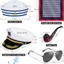 Sailor Hat for Adults – Captain Hat Costume Accessory for Men and Women, Ideal for Halloween, Cosplay, Yacht Parties (White)