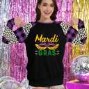 2 x TMSD Women's Mardi Gras St Patrick's Day Sweatshirt Raglan Sleeve Crew Neck Top (Green, XL)
