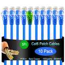 Cat6 Ethernet Patch Cable 5 ft (10 Pack), Cat6 Data Center & Home/Enterprise Network Cable - Blue