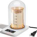 Sourdough Starter Warmer with Glass Dome, Precise 1F Thermostat Control (70-100F), Sourdough Warmer and Dome for Home Baking,24h Timer Auto Warming On/Off Sourdough Warming MatWhite
