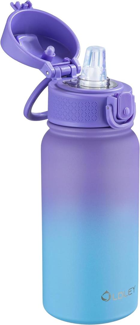 OLDLEY 12oz Kids Insulated Water Bottle, Stainless Steel, Leak-Proof, 355ml, School, Playdates, Active Kids, Daily Use (Cotton Candy)