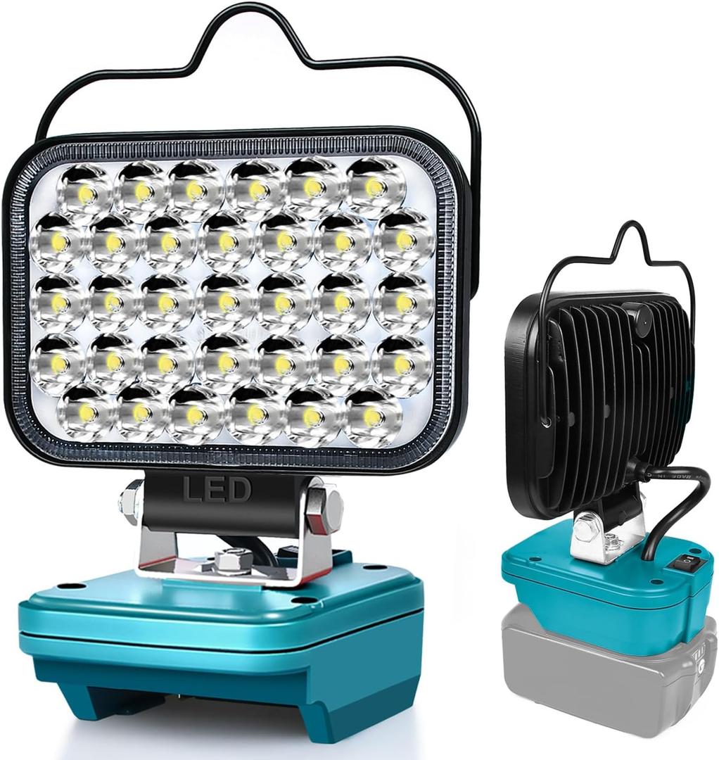 Cordless LED Work Light for Makita 14.4V/18V LXT Battery, Portable Flashlight Jobsite Light Spotlight Tool for Makita BL1850, Lamp Flood Light for Repairing/Outdoor Camping/Garages/Emergency(No Battery) (Blue)