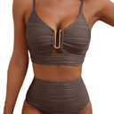 Herseas 2 Piece Bikini Set U-Wire Cutout Popular Swimsuit High Waisted Textured 2026 Summer Beach Swim Bathing Suits Medium