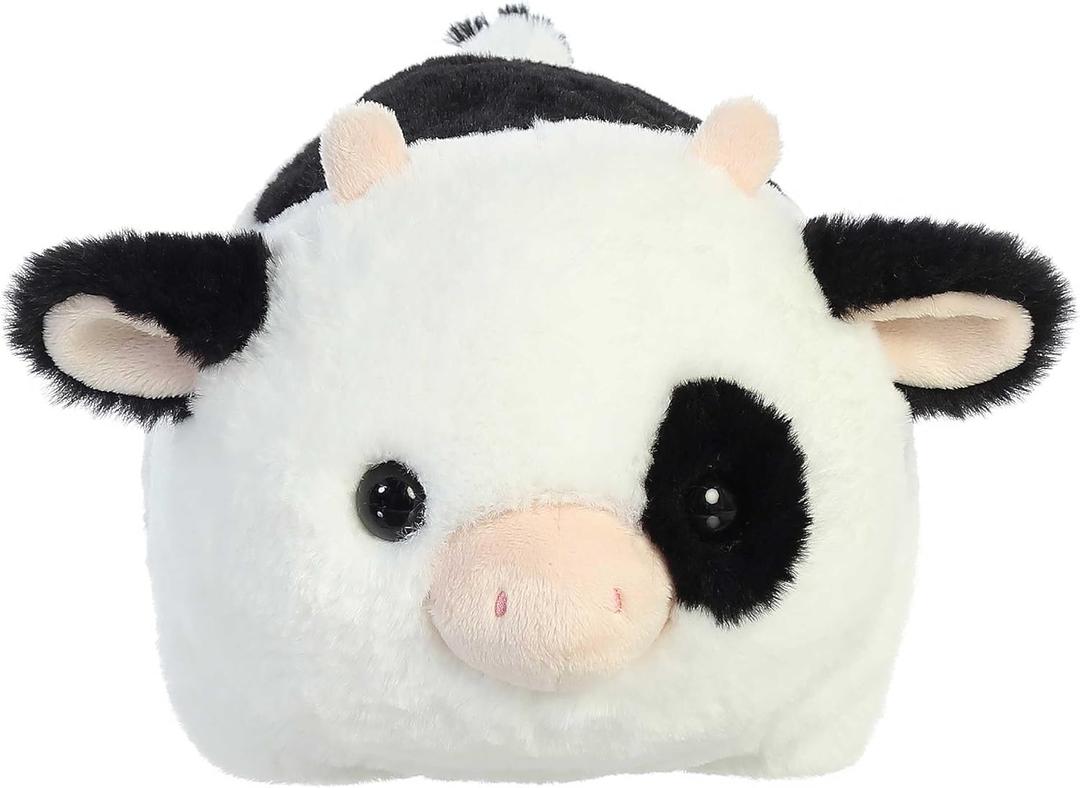 Aurora Adorable Spudsters Tutie Cow Stuffed Animal - Round Shape Makes for Comforting Cuddles - Perfect for Kids All Ages and Animal Loving Adults - White 10 Inches