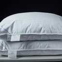 Goose Feather Blend with Polyester Bed Pillows 100% Cotton, Medium Firm Soft Support Standard Pack of 2 Stripe White