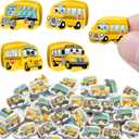 PerKoop 60 Pcs Mini Erasers for Kids Cute Erasers Bulk Welcome Back to School Gifts for Students Classroom Rewards Prizes Party Favors(School Bus)