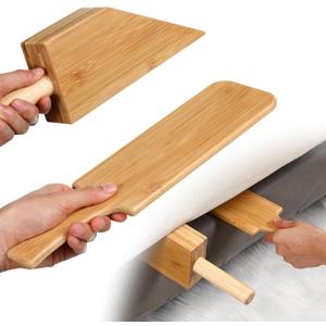 Leinuosen Mattress Lifter & Bed Maker Tool for Changing Sheets, Mattress Wedge Elevator, Bed Sheet Tucking Paddle Effortless Lifting Tuck Sheets Alleviating Back Pain(Bamboo Wood,Wood)