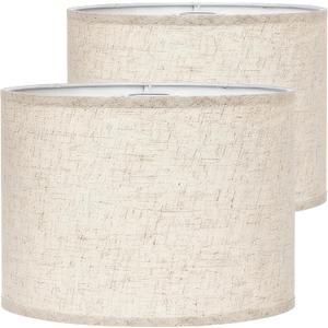Lamp Shades Set of 2 Lampshades13 13 10 Fits Harp-Style Bedside & Floor Lamp shades Easy Assembly (Ships Rolled Flat) (Beige, Large)