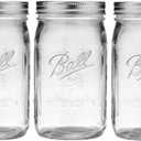 Ball Wide Mouth Glass Mason Jars with Lids and Bands, Used for Canning, Pickling, Juice, Jam, Jelly, Quart Size 32 Ounce (Pack of 3)