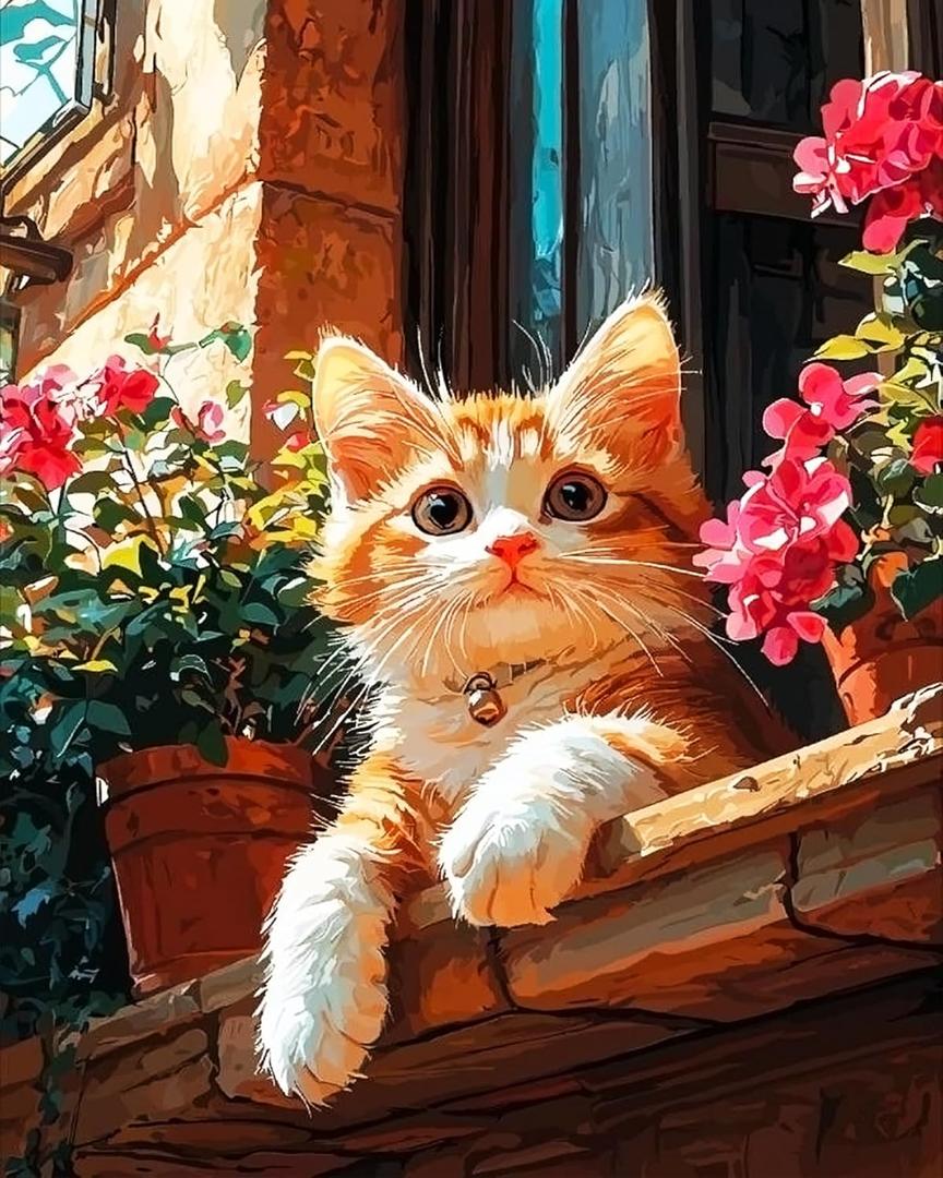 igoodom Cat Paint by Numbers Kit for Adults Cat Adult Paint-by-Number on Canvas, DIY Acrylic Painting Set for Home Decor, 16x20in