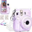 WOGOZAN Instant Mini 12 Clear Case for Fujifilm Instax Mini 12 Instant Film Camera, Camera Protective Case with Upgraded Back Pocket Hold 10 Films and Two Adjustable Strap (No Camera)