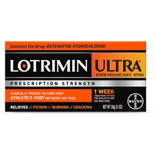 Lotrimin Ultra 1 Week Athlete's Foot Treatment, Prescription Strength Butenafine Hydrochloride 1%, Cures Most Athletes Foot Between Toes, Cream, 1.1 Oz