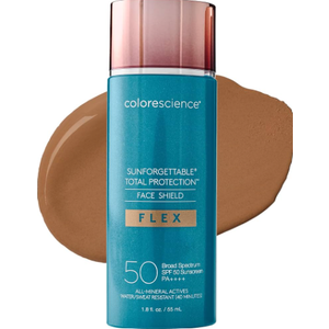 Colorescience FLEX Tinted Mineral Sunscreen SPF 50, ToneAdapting Buildable Coverage with Zinc Oxide, Environmental Defense Against Blue Light & Pollution, For All Skin Tones, 1.8 fl. oz., Medium