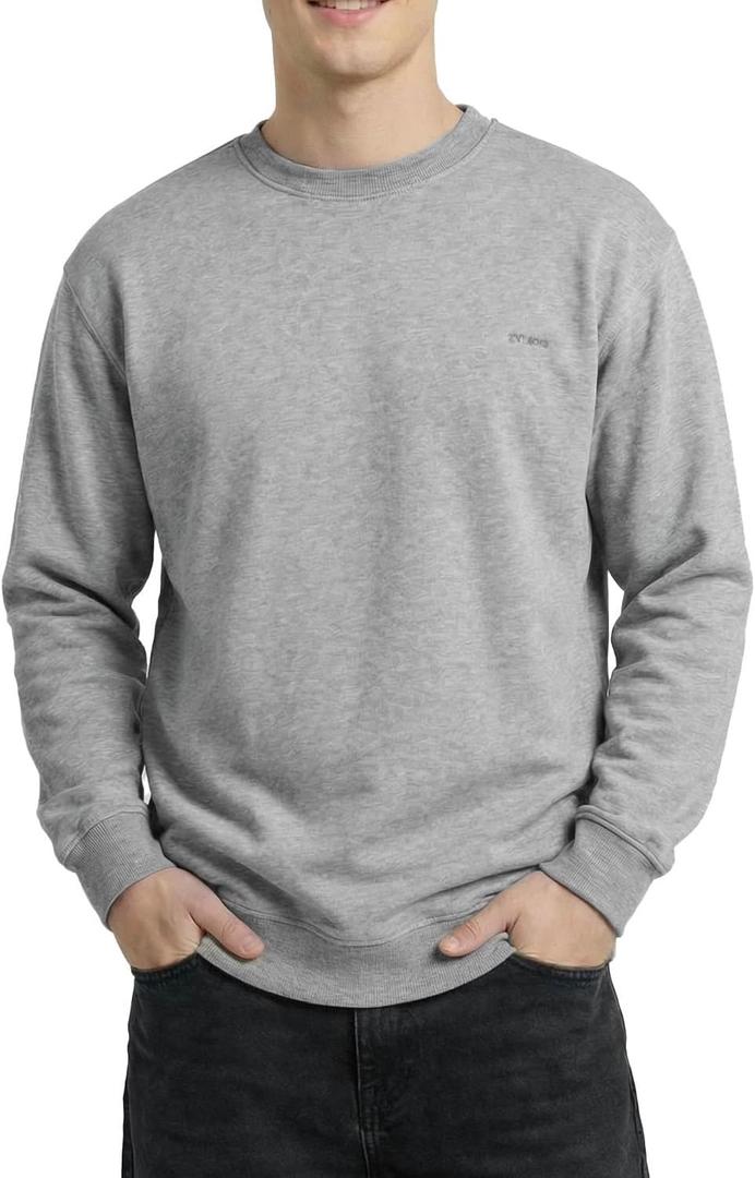 Zylioo Men Tall Sweatshirt Crewneck Pullover Long Fit Soft Casual Sweatshirt Top for Tall Men Daily Wear (Gray, S)
