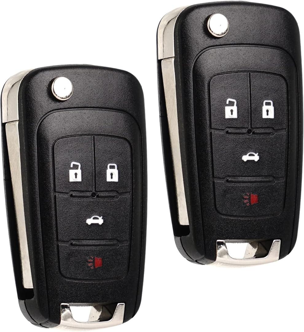 Flip Key Fob Replacement Fits for Chevy Cruze Equinox Camaro Impala 2010 2011 2012 2013 2014 2015 2016 2017 2018 2019 Malibu Sonic Buick Regal Verano Encore GMC Terrain Keyless Entry Remote