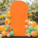 7.2FT Orange Arch Backdrop Cover - Polyester Fitted Wedding Arch Stand Covers Round Top Chiara Arch Backdrop Cover for Birthday Party Banquet Photo Background Decoration