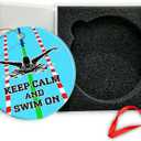Keep Calm and Swim On Girls Swimming Christmas Ornament, Gifts for Swimmers Girls Swim Team Swimming Pool Ornament Hanging Decorations for Xmas Tree, Sports Gifts for Female Swimmers Athlete Coaches