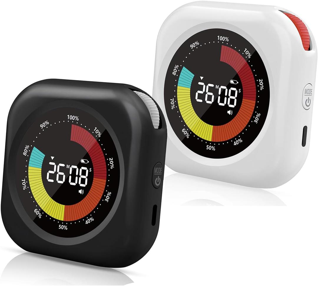 PERSUPER Visual Timer for Kids, 10 Hours Countdown/Up, with Rechargeable, 3 Volume Levels, 3 Brightness Display, and Magnetic, Homeschool Study Tool, Large Digital Timers for Classroom (2 Packs)