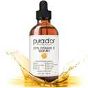 PURA D'OR 20% Vitamin C Serum 4 Oz - Lightweight Maximum Strength Formula - Retinol, Hyaluronic Acid, Ferulic Acid - Professional Grade Treatment For Face & Eyes, Wrinkles - Men & Women