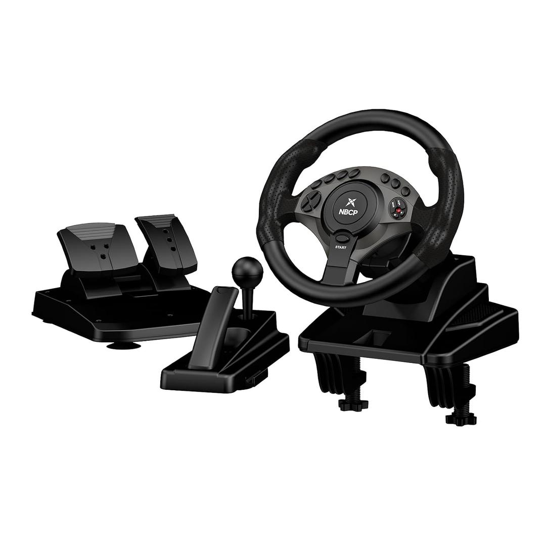 NBCP 900° Racing Wheel with Pedals, 11" Wheel for PC Truck SimulatorAdjustable Height
