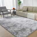 Ultra Soft Rug for Living Room, 4X6 Fluffy Shag Area Rug for Bedroom, Modern Shaggy Carpets Fuzzy Rug for Teens Dorm Nursery Home Decor Aesthetic, Upgrade Anti-Skid Durable, Tie-Dyed Light Grey, Pack Of 3, Tie-Dyed Light Grey