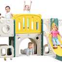 8 in 1 Toddler Slide Set, Kids Slide for Toddlers, Toddler Climber Slide PlaySet with Basketball Hoop,Outdoor Indoor Playground for Toddlers Upgraded
