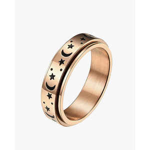 Stainless Steel Spinner Ring Luminous Glow Moon and Star Fidget Stress Relief Anxiety Rings for Women Men, Size: 8