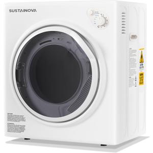 Elevon 1500W Portable Clothes Dryer, 3.5 cu.ft Electric Drying Machine for Laundry with Steel Tub for Apartment, Dorms, Compact Dryer for Small Space, Black/White