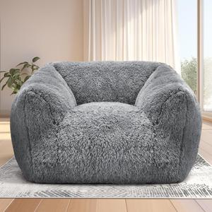 Homguava Giant Bean Bag Chair for Adults,Large Bean Bag Sofa with Armrests & Stuffed Memory Foam,Big BeanBags with Filler,Plush Bean Bag Couch Comfy Lazy Sofa for Bedroom,Living Room (Extra Large,Grey)