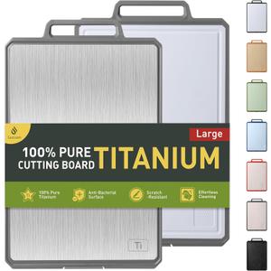 Titanium Cutting Boards for Kitchen Chopping Board with Handle Large Big Small Kitchen Meat Butcher Block Double Sided Pure Titanium and Wheat Straw PP Not Wood Bamboo Plastic Teak Grey/White