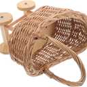 Abaodam Mini Rattan Doll Stroller Miniature Rattan Baskets with Handles for Home Office Table Party Favors Crafts Decoration, 13.78x10.43x7.48 in