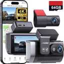 4K Dash Cam Front and Rear with GPS, Upgraded 5.8G WiFi, Dual Dash Camera for Cars, Night Vision, WDR, 160Wide Angle, 24H Parking Monitor, Emergency Lock, 3" IPS Screen (64GB Card Included)
