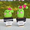 2pcs Positive Cactus Crochet, 6.3 Inch Potato Gifts with Encouraging Card, Emotional Support Pickle Crochet Gifts for Coworker, Friends, Teacher, Office, Desktop Decor