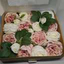 Ling's moment Fake Flowers Box, Faux Artificial Greenery Stems Foam Roses Silk Peony Eucalyptus Fabic Flower for Centerpieces Bouquet Wedding Vase Floral Decorations, Cream & Blush, Deluxe Combo