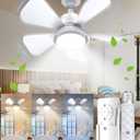 Socket Fan Light Ceiling Fans with Lights and Remote, Dimmable LED Ceiling Fan with Lights, 3 Colors 3000K-6500K, 1000 Lumens Light Bulb Screw in Ceiling Fan for Bedroom, Kitchen, Living Room, Closet (White)