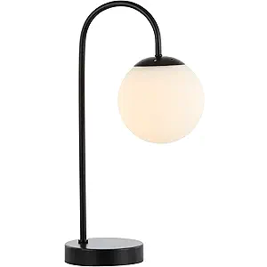 JONATHAN Y JYL6010A Arco 18.25" Iron/Glass Minimalist Mid-Century Globe LED Table Lamp Contemporary Glam Minimalist Bedside Desk Nightstand Lamp for Bedroom Living Room Office College Bookcase, Black