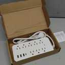 10FT Surge Protector Power Strip Extension Cord, Asamoom ETL Listed Flat Plug Power Strip with Long Cord, 8 Outlets and 3 USB A & 1 USB-C Port, 1700J Wall Mount Desk White