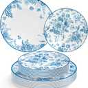 AnyDesign 80 Pcs Blue White Floral Plastic Plates 10.25 Inch Dinner & 7.5 Inch Dessert Chinoiserie Flower Disposable Plates Party Tableware for Spring Wedding Baby Shower Table Supplies